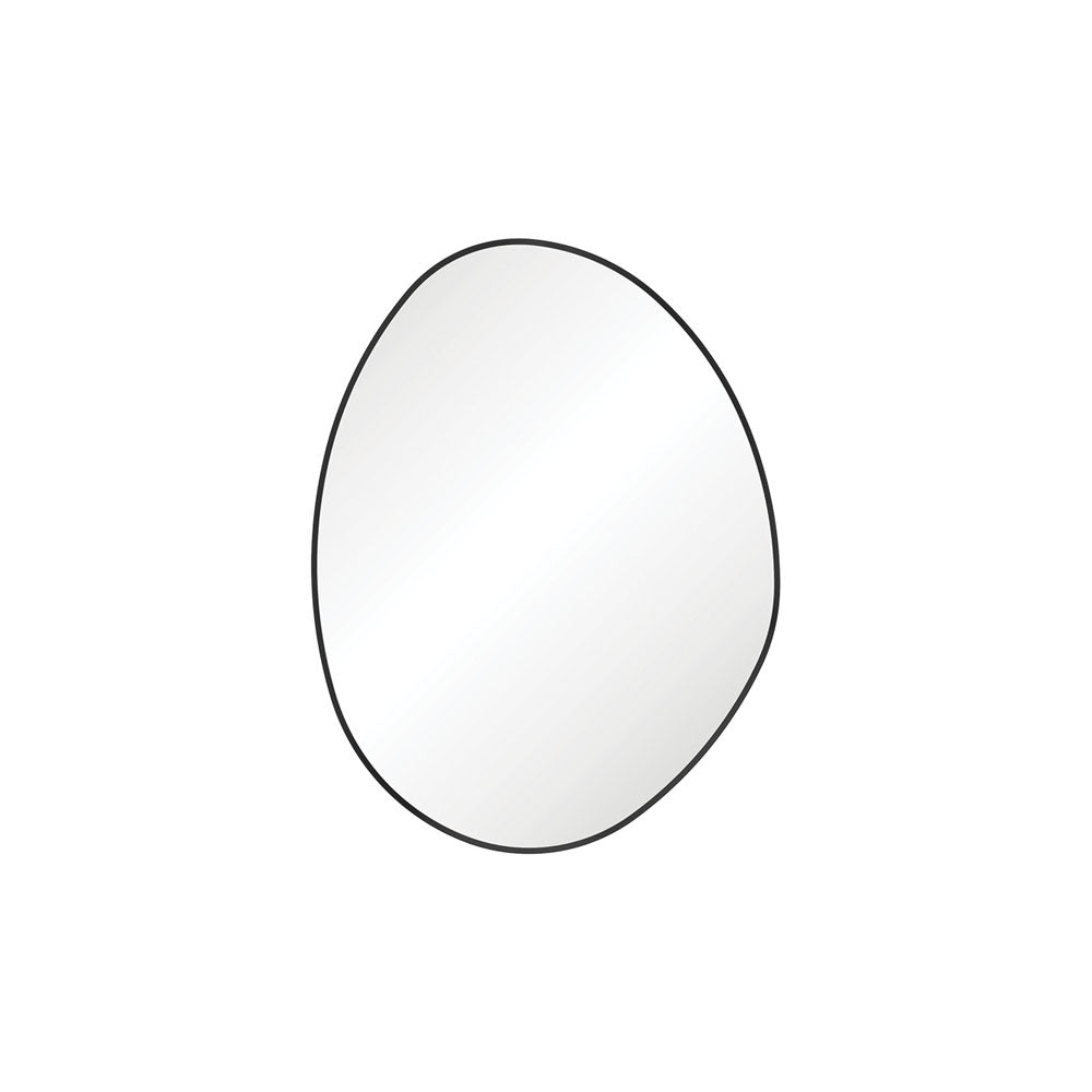 Pebble Matte Black Asymmetrical Framed Mirror
