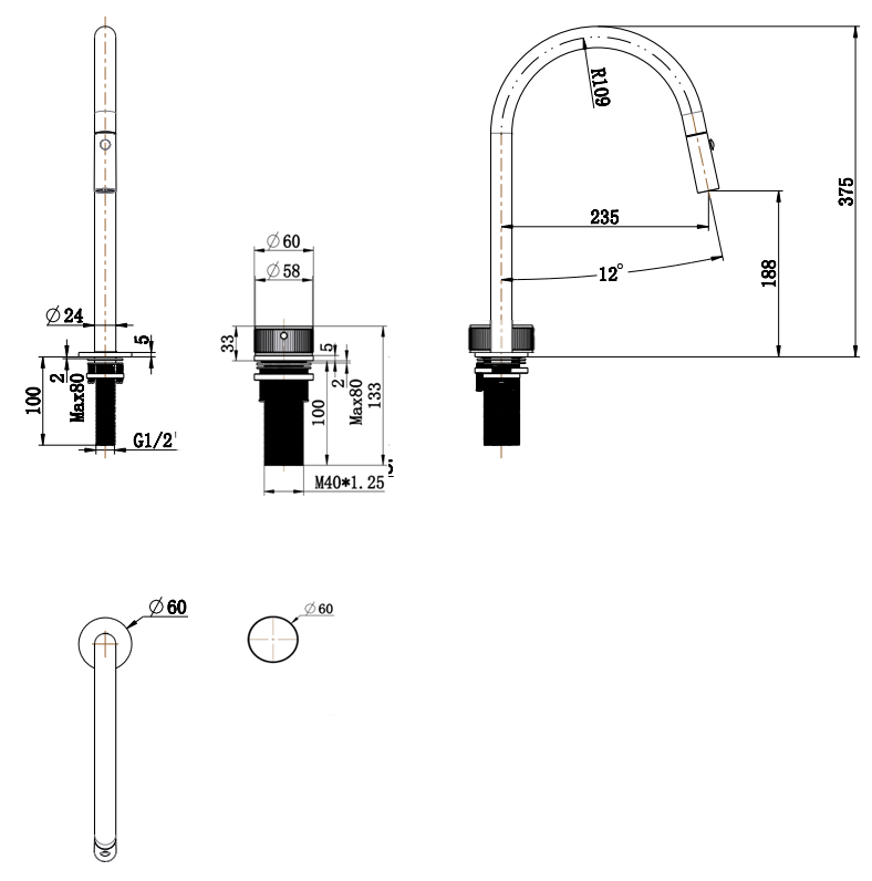 Mica Fluted Pull-Out Hob Mixer Set - Neche Interiors