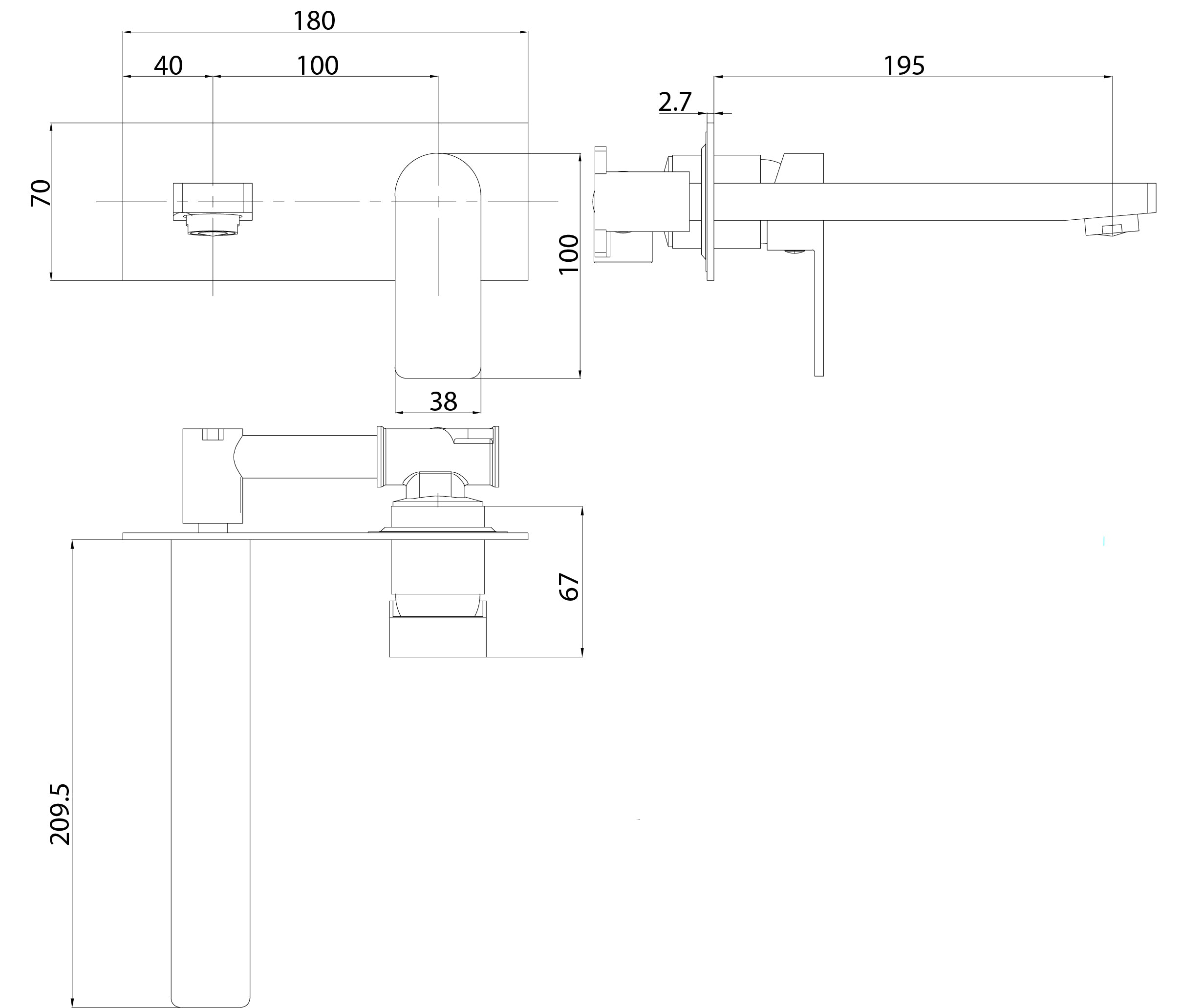Flores Wall Basin Mixer - Neche Interiors