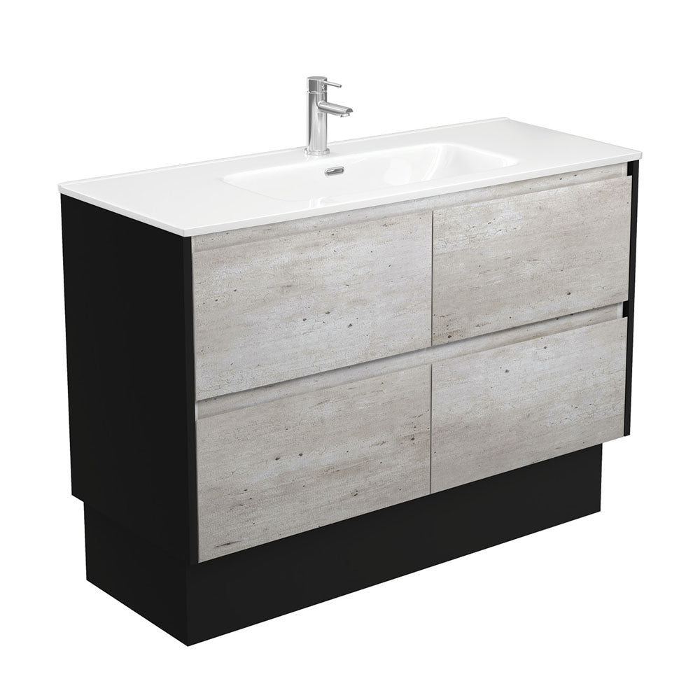 Joli Amato 1200 Industrial Vanity On Kick, Satin Black Panels