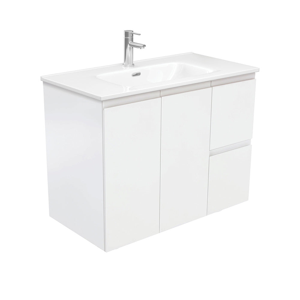 Joli Fingerpull Satin White Wall-Hung Vanity