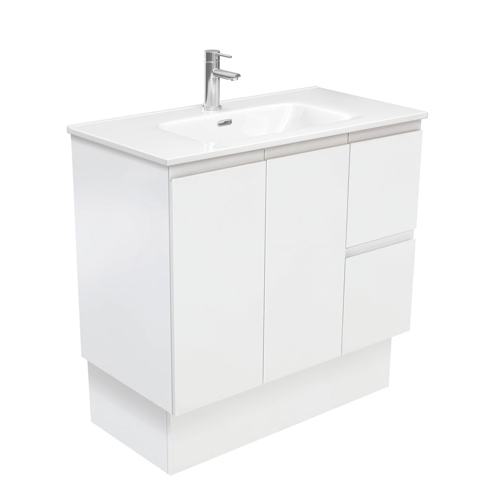 Joli Fingerpull Satin White Vanity On Kickboard