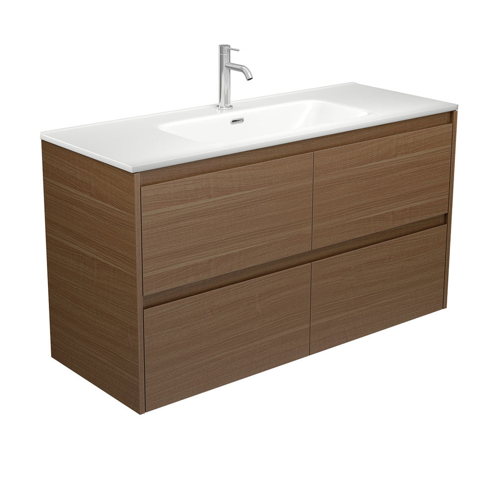 Joli Matte Amato Walnut Wall Hung Vanity with Walnut Panels