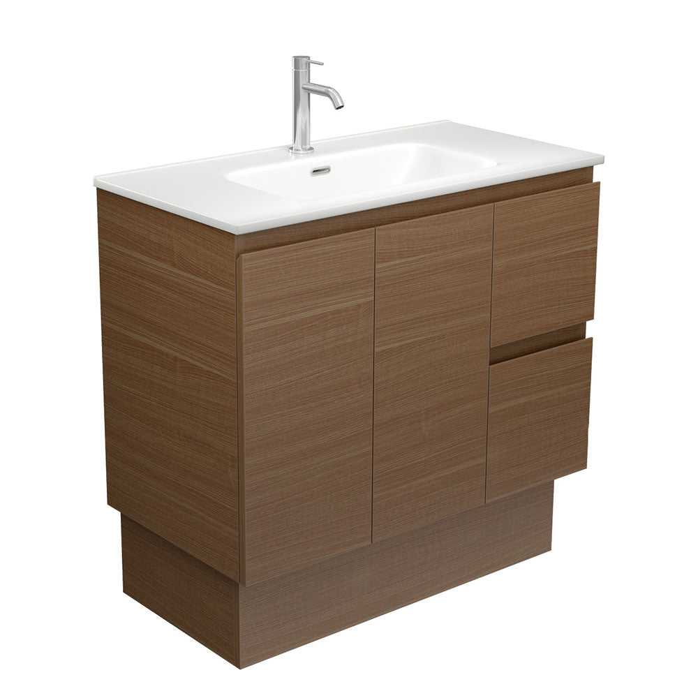 Joli Matte Edge Walnut Vanity on Kickboard