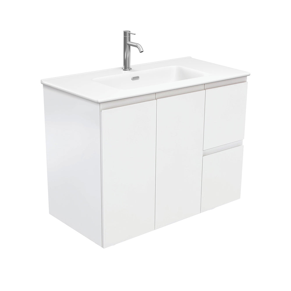 Joli Matte Fingerpull Satin White Wall Hung Vanity