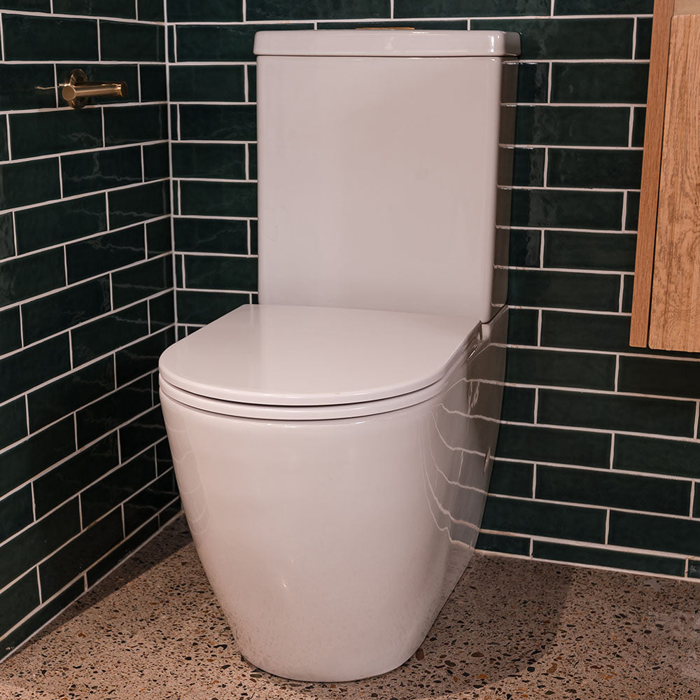 Koko Tornado Flush Back-to-Wall Toilet Suite, Gloss White with Slim Seat - Neche Interiors