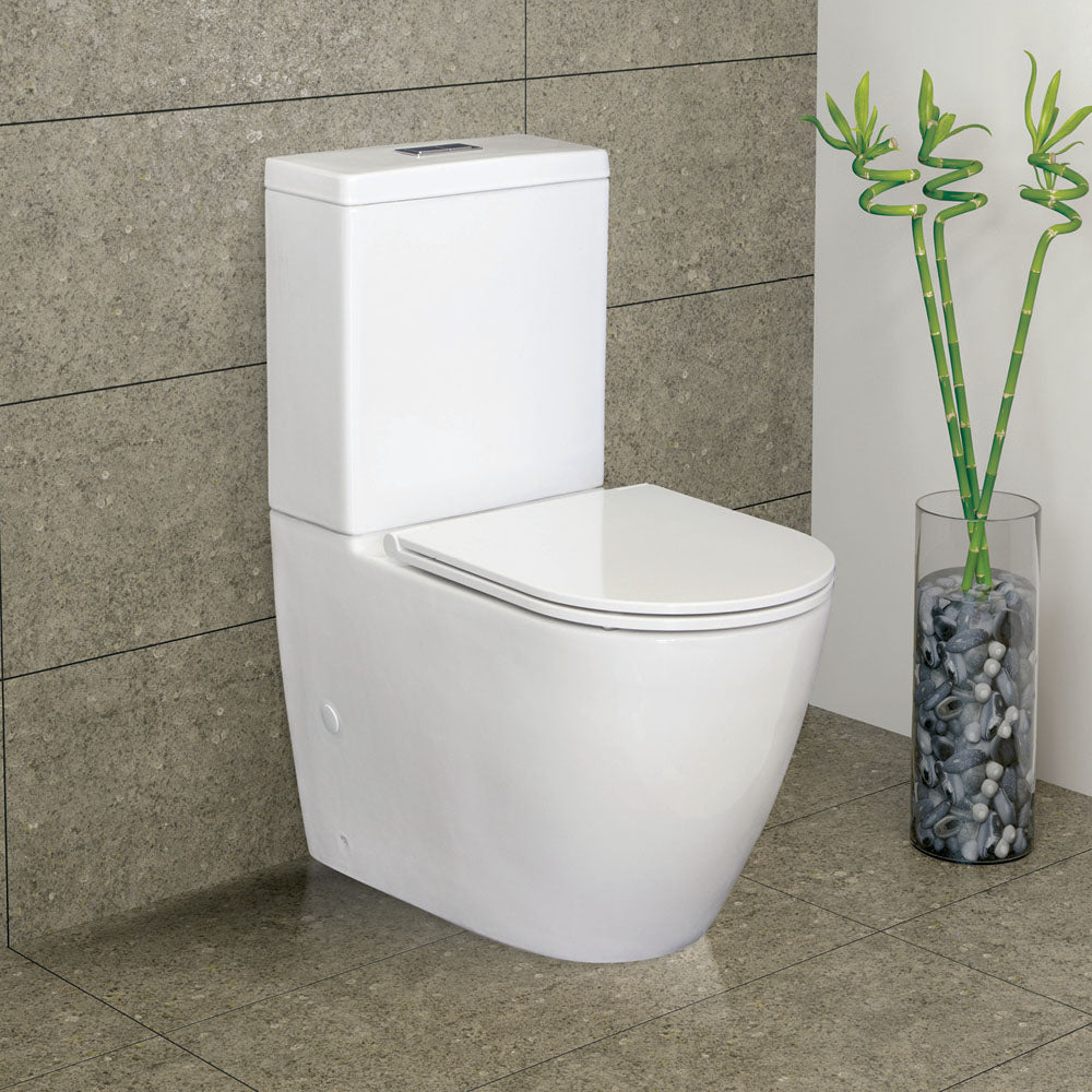 Empire Back-to-Wall Toilet Suite, Gloss White with Slim Seat - Neche Interiors