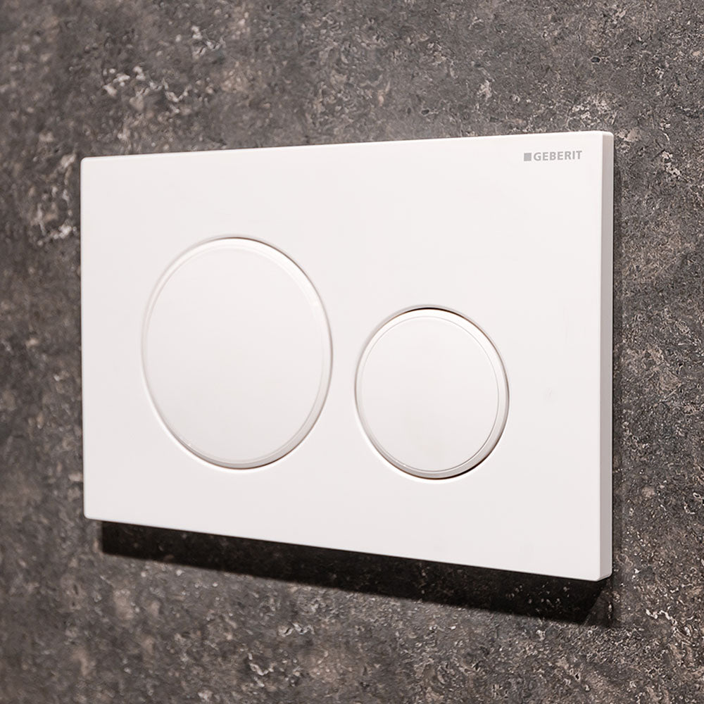 Alix Back-to-Wall Toilet Suite, Gloss White with Slim Seat - Neche Interiors