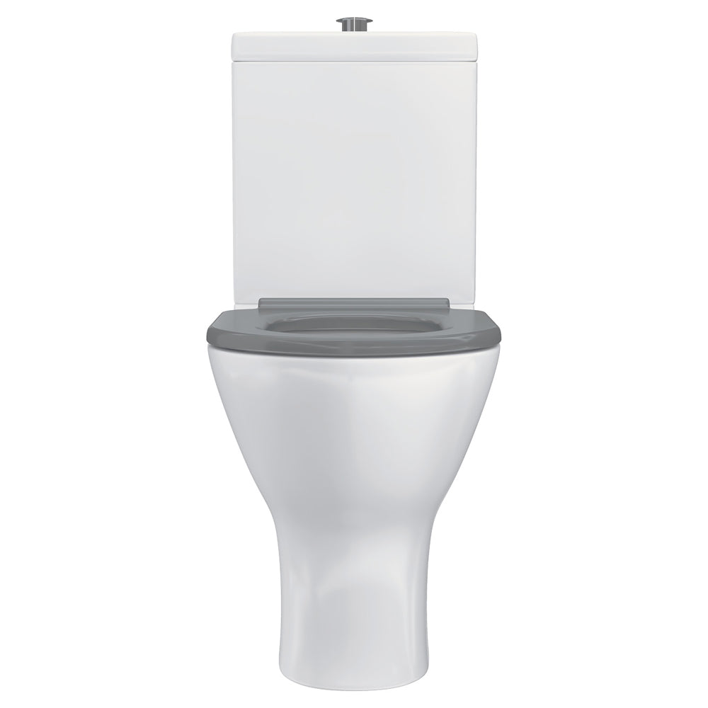 Delta Care Back-to-Wall Toilet Suite, Gloss White with Grey Seat - Neche Interiors