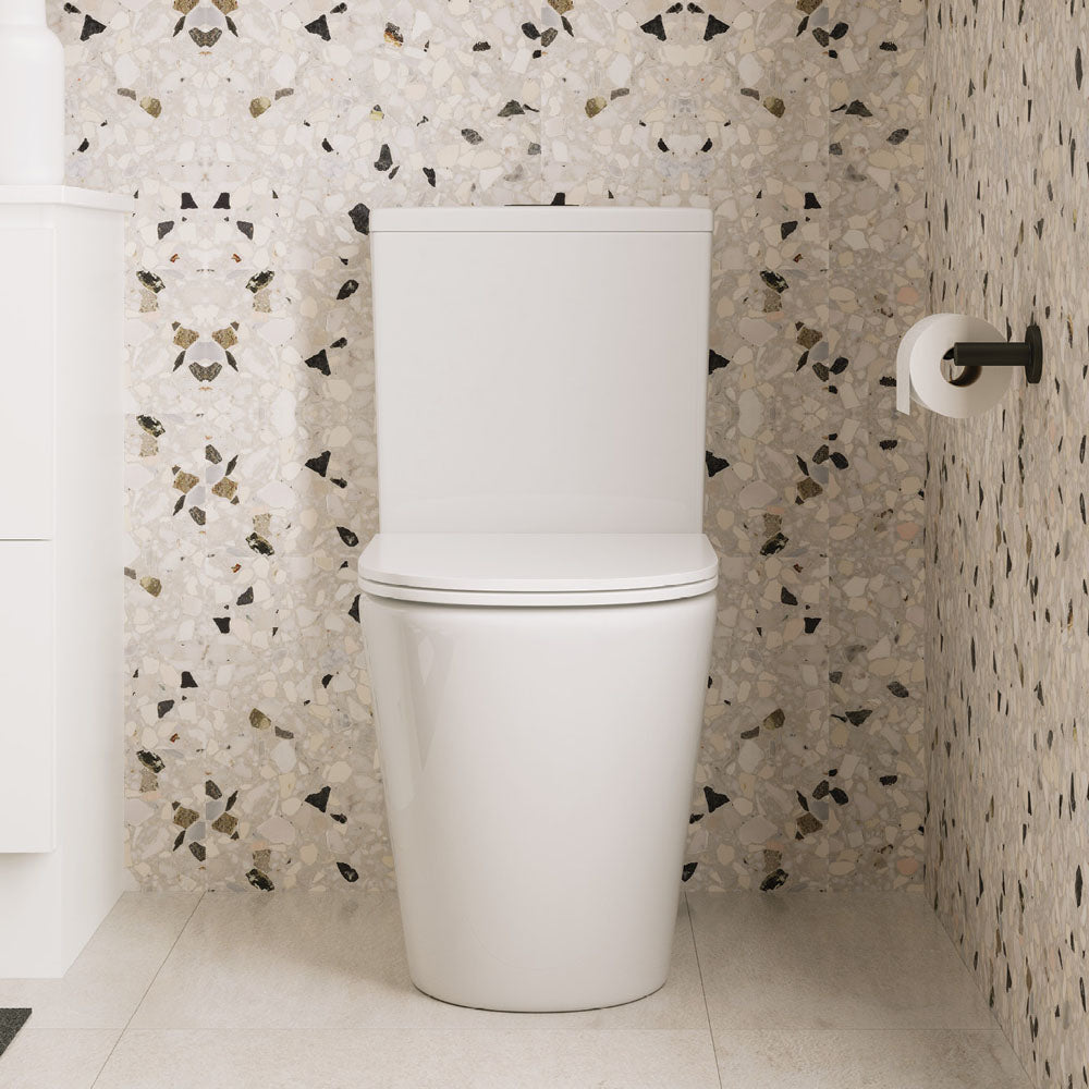 Kaya Tornado Flush Back-to-Wall Toilet Suite, Gloss White with Slim Seat - Neche Interiors