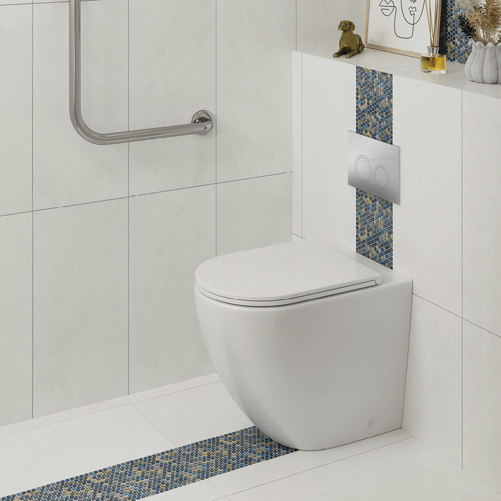 Alix Ambulant Wall-Faced Toilet Suite, Gloss White with Slim Seat - Neche Interiors