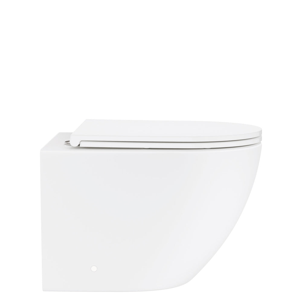 Koko Tornado Flush Wall Hung Toilet Suite, Matte White with Slim Seat - Neche Interiors