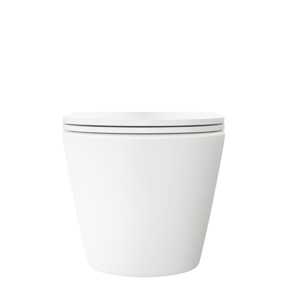 Koko Tornado Flush Wall Hung Toilet Suite, Matte White with Slim Seat - Neche Interiors