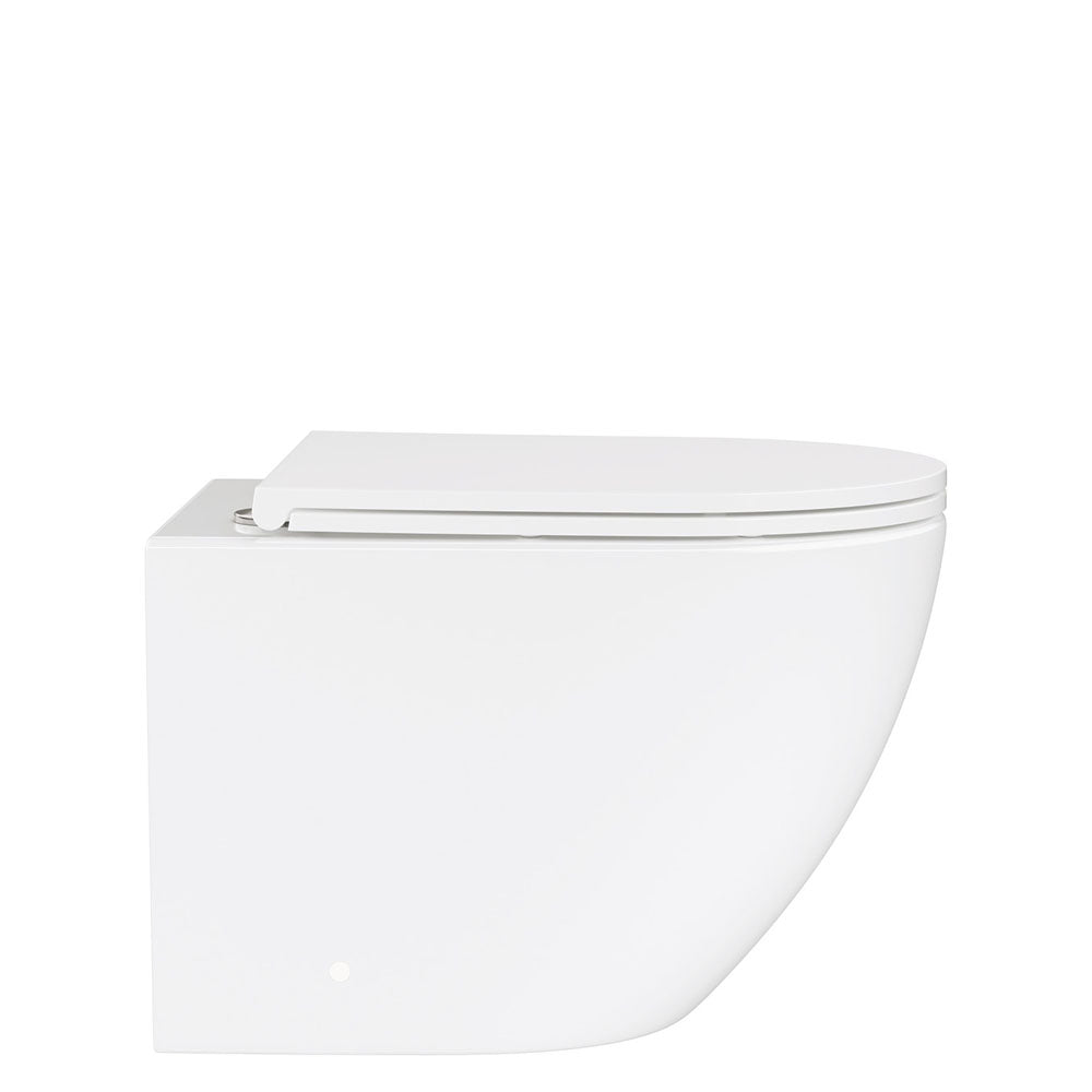 Koko Tornado Flush Wall Hung Toilet Suite, Gloss White with Slim Seat - Neche Interiors