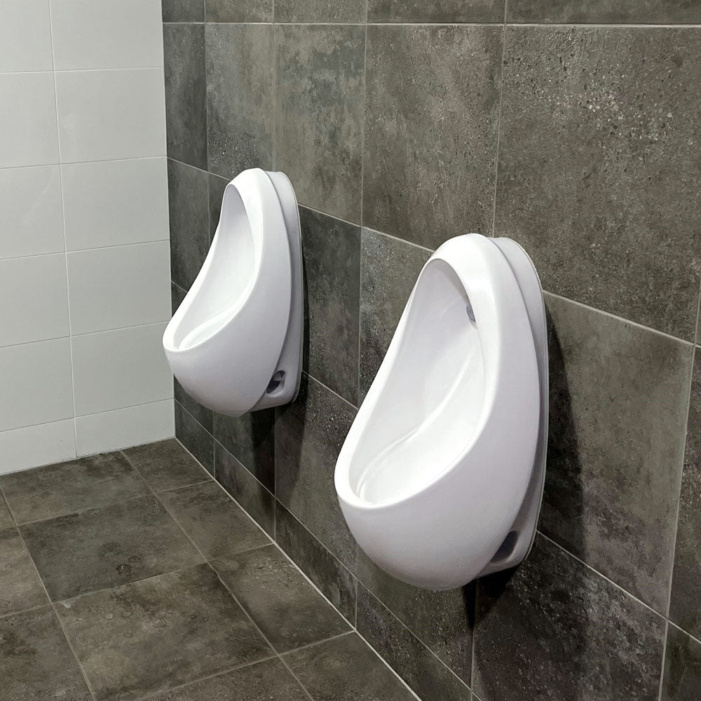 Isabella Twin Stall Urinal Kit, Gloss White with Zip�� FlushMaster��