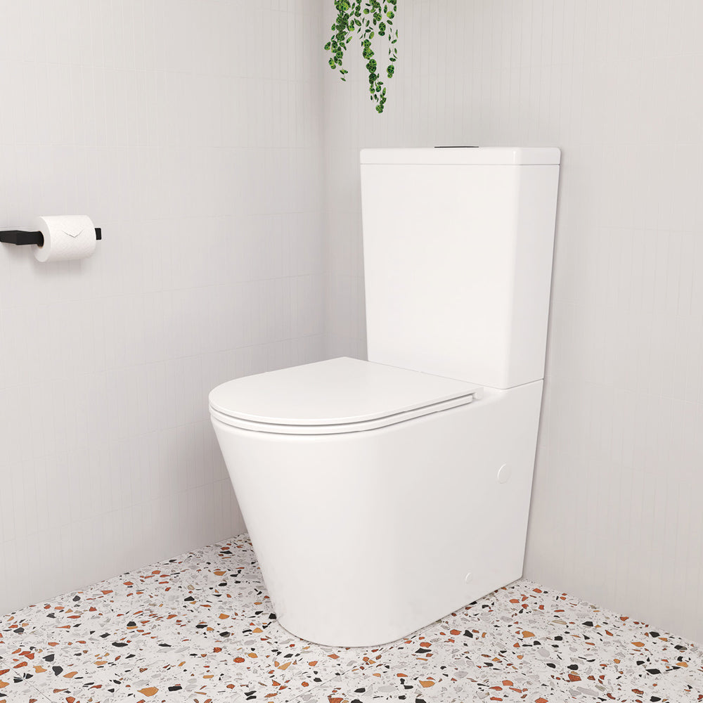Aluca Tornado Flush Back-to-Wall Toilet Suite, Gloss White with Slim Seat - Neche Interiors