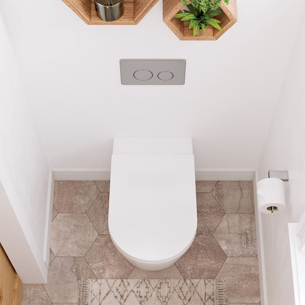 Aluca Tornado Flush Wall-Faced Toilet Suite, Gloss White with Slim Seat - Neche Interiors