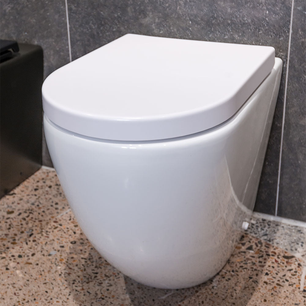 Aluca Tornado Flush Wall-Faced Toilet Suite, Gloss White with Slim Seat - Neche Interiors
