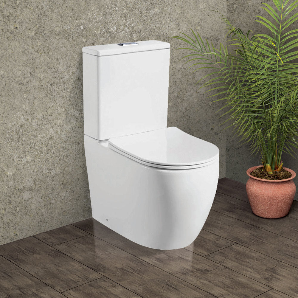 Hana Back-to-Wall Toilet Suite, Gloss White - Neche Interiors