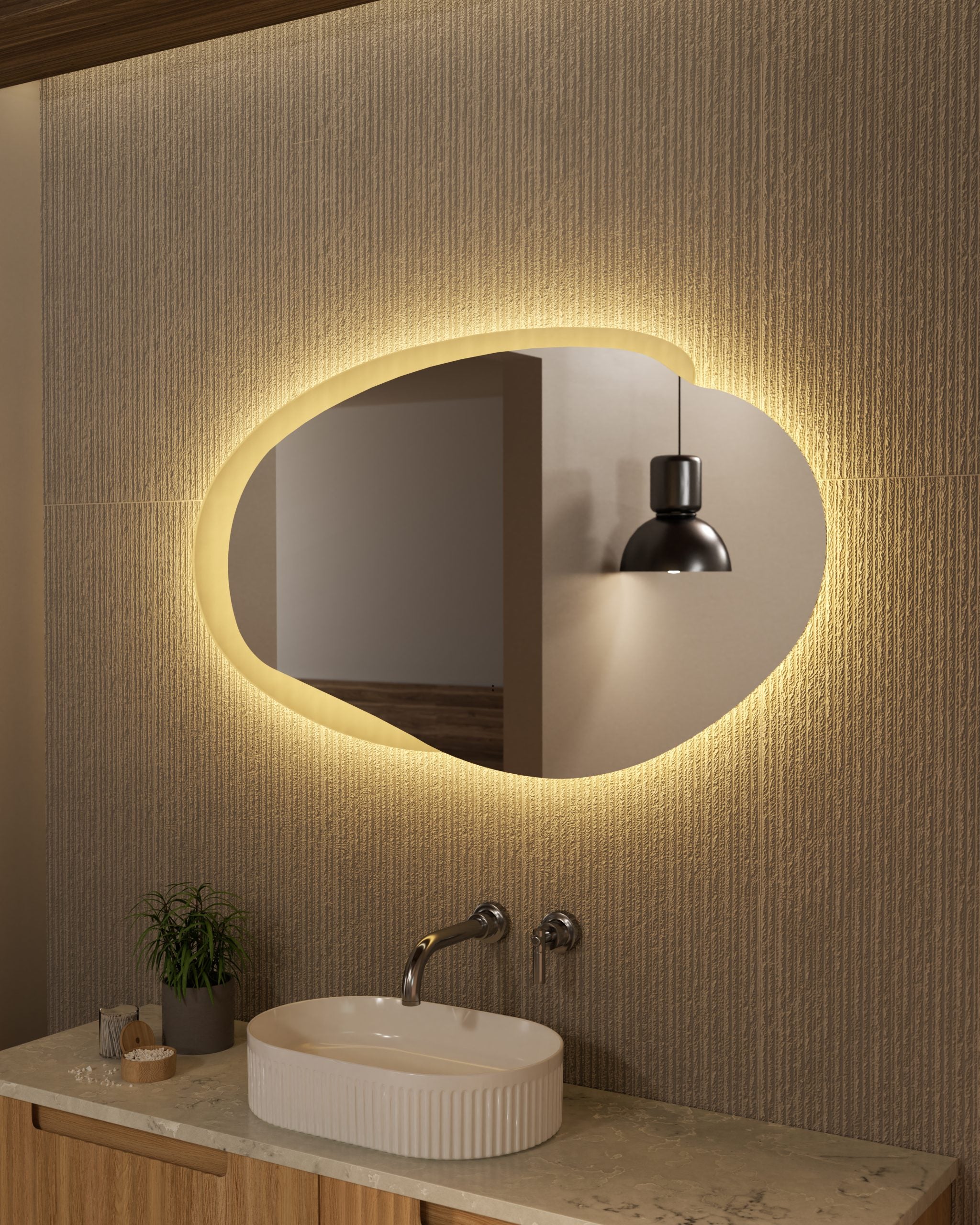 Evanston LED Asymmetrical Mirror - Neche Interiors