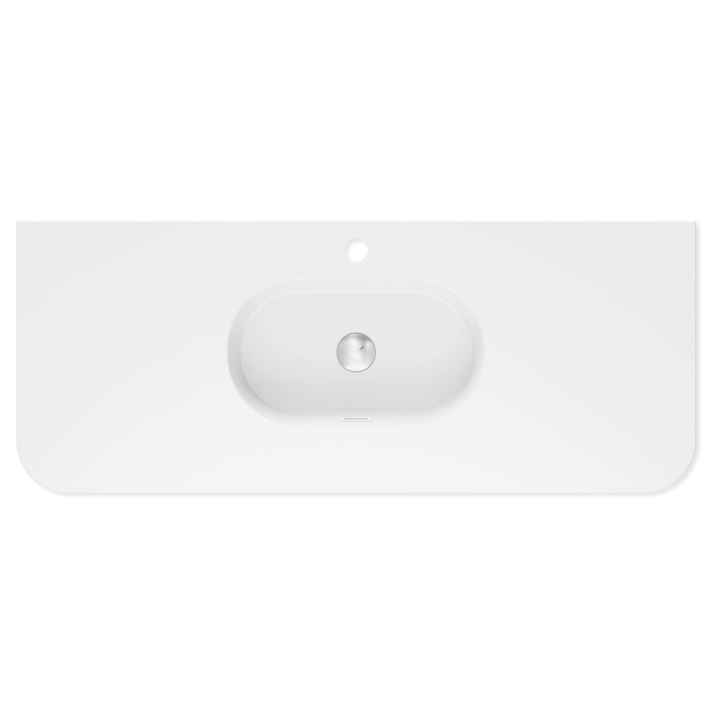 Lola Matte Full Depth Curved Ceramic Basin Top 1200mm 1TH