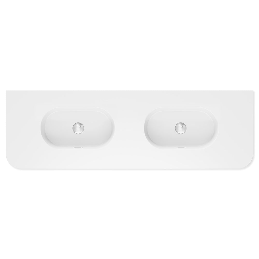Lola Matte Full Depth Curved Ceramic Basin Top 1500mm NTH