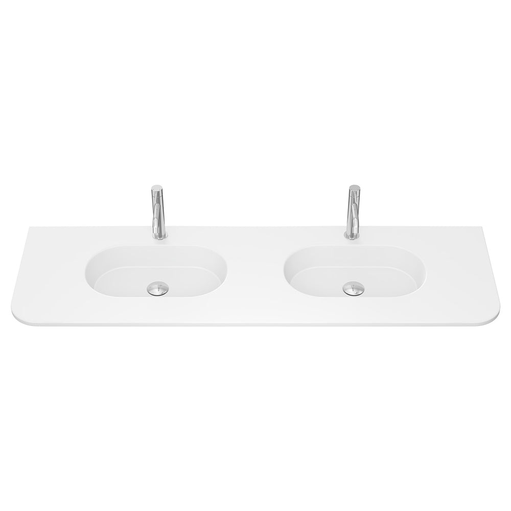 Lola Matte Full Depth Curved Ceramic Basin Top 1500mm 1TH