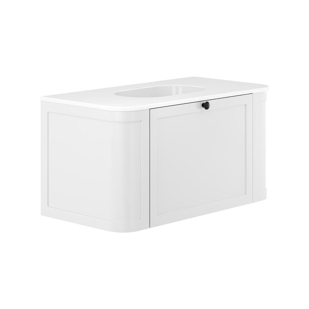 Lola Mila Curved Satin White Wall-Hung Vanity 1TH
