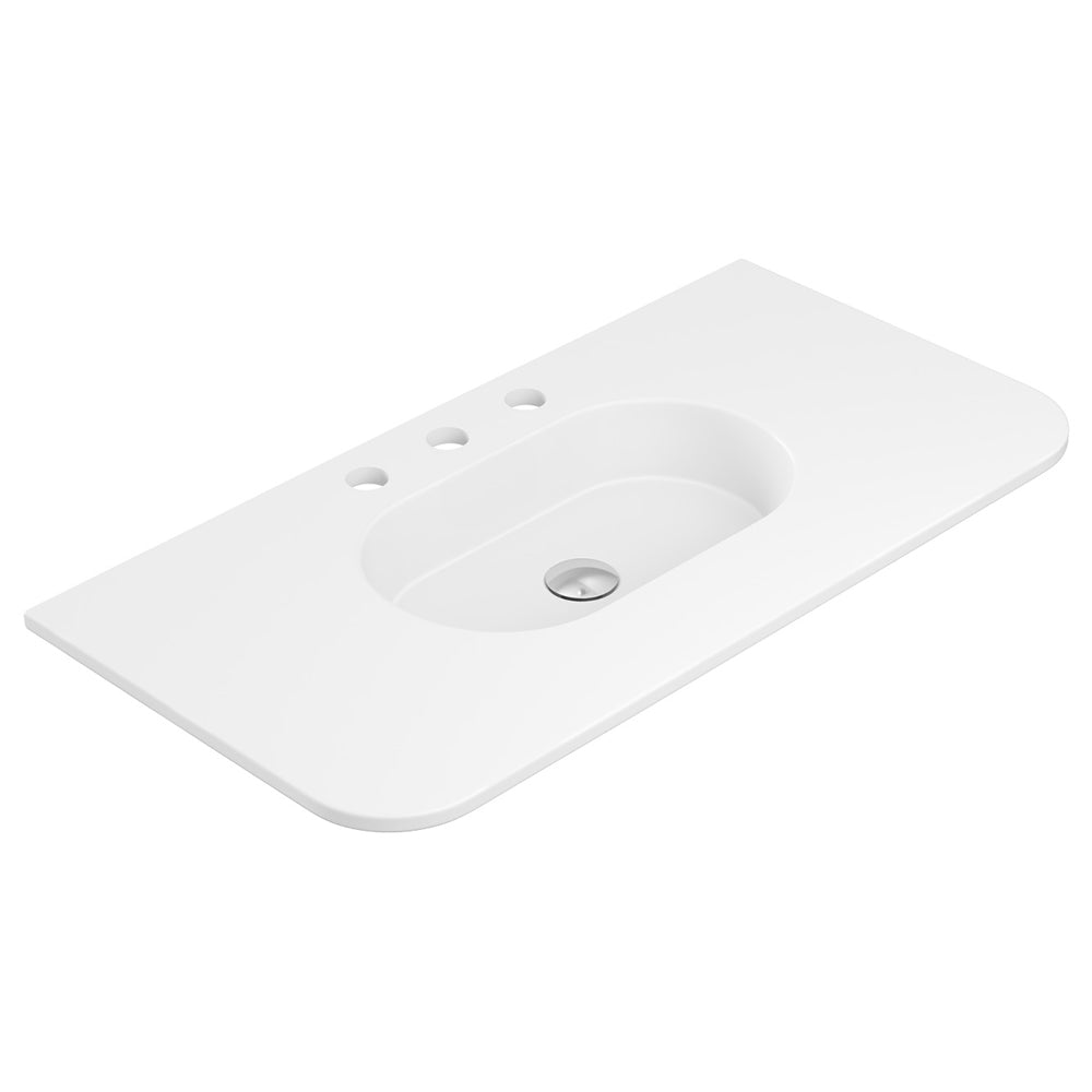 Lola Matte Full Depth Curved Ceramic Basin Top 900mm 3TH
