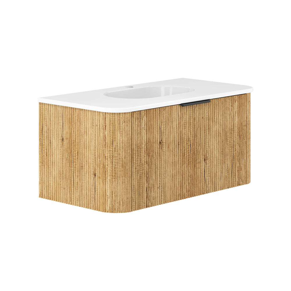 Lola Minka Curved Scandi Oak Wall-Hung Vanity 1TH