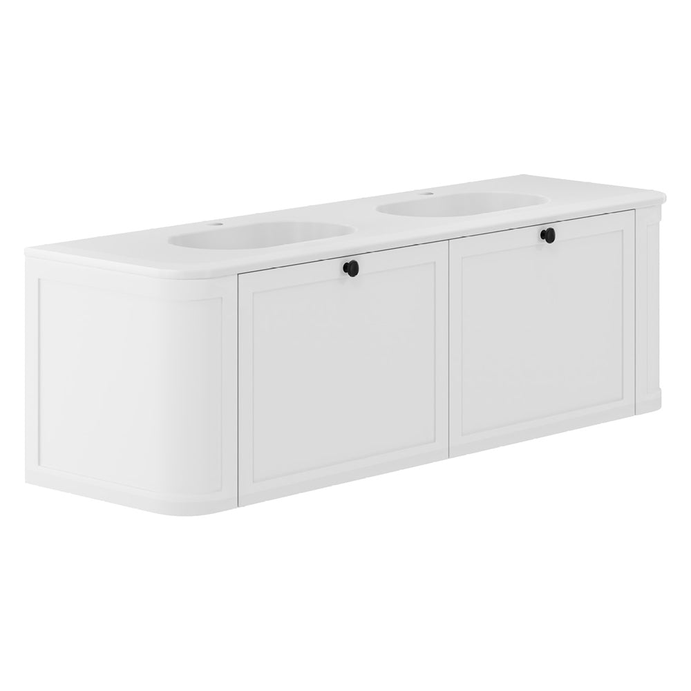 Lola Mila Curved Satin White Wall-Hung Vanity 1TH