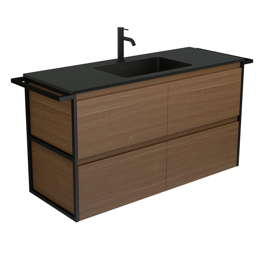 Montana Amato Walnut Vanity, Twin Towel Rails, Wall-Hung