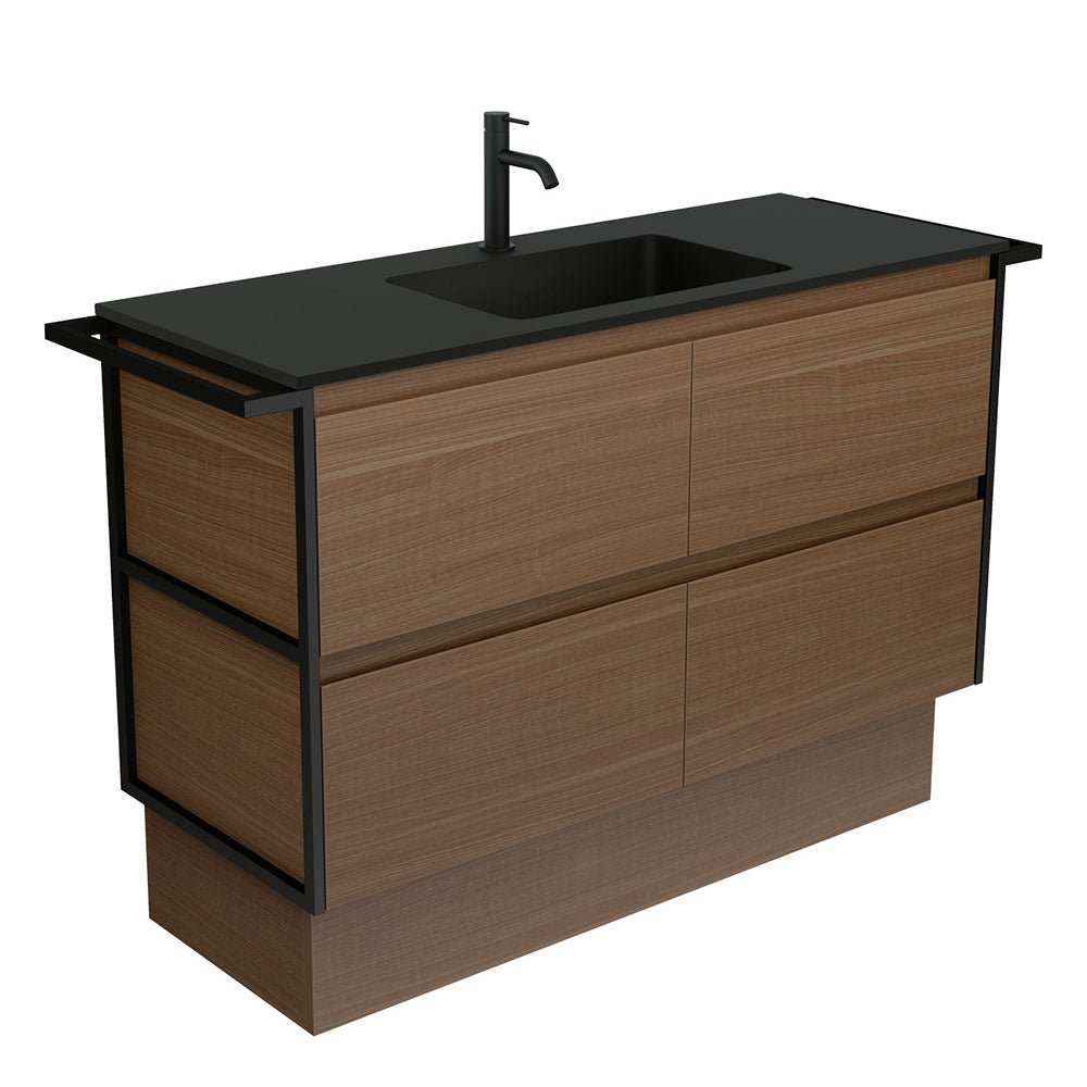 Montana Amato Walnut Vanity, Twin Towel Rails And Kick