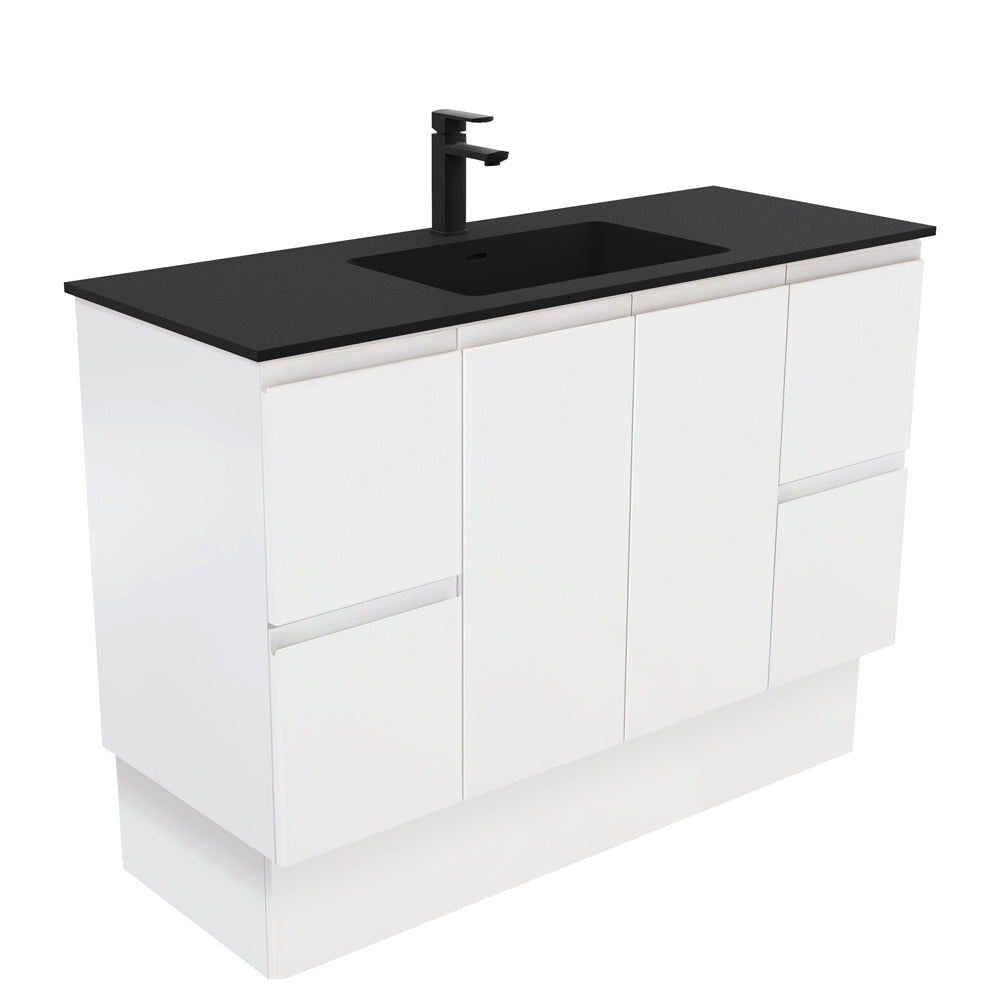 Montana Fingerpull Satin White Vanity On Kickboard
