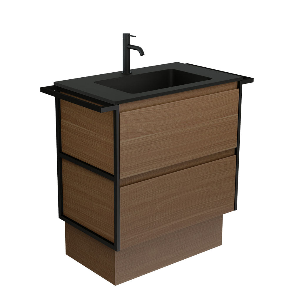 Montana Amato 750 Walnut Vanity, Twin Towel Rails And Kick