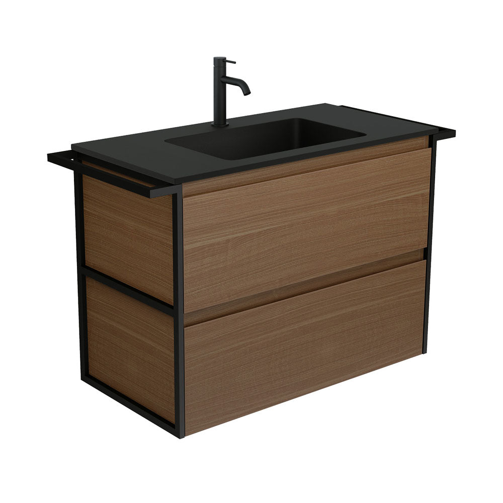 Montana Amato Walnut Vanity, Twin Towel Rails, Wall-Hung
