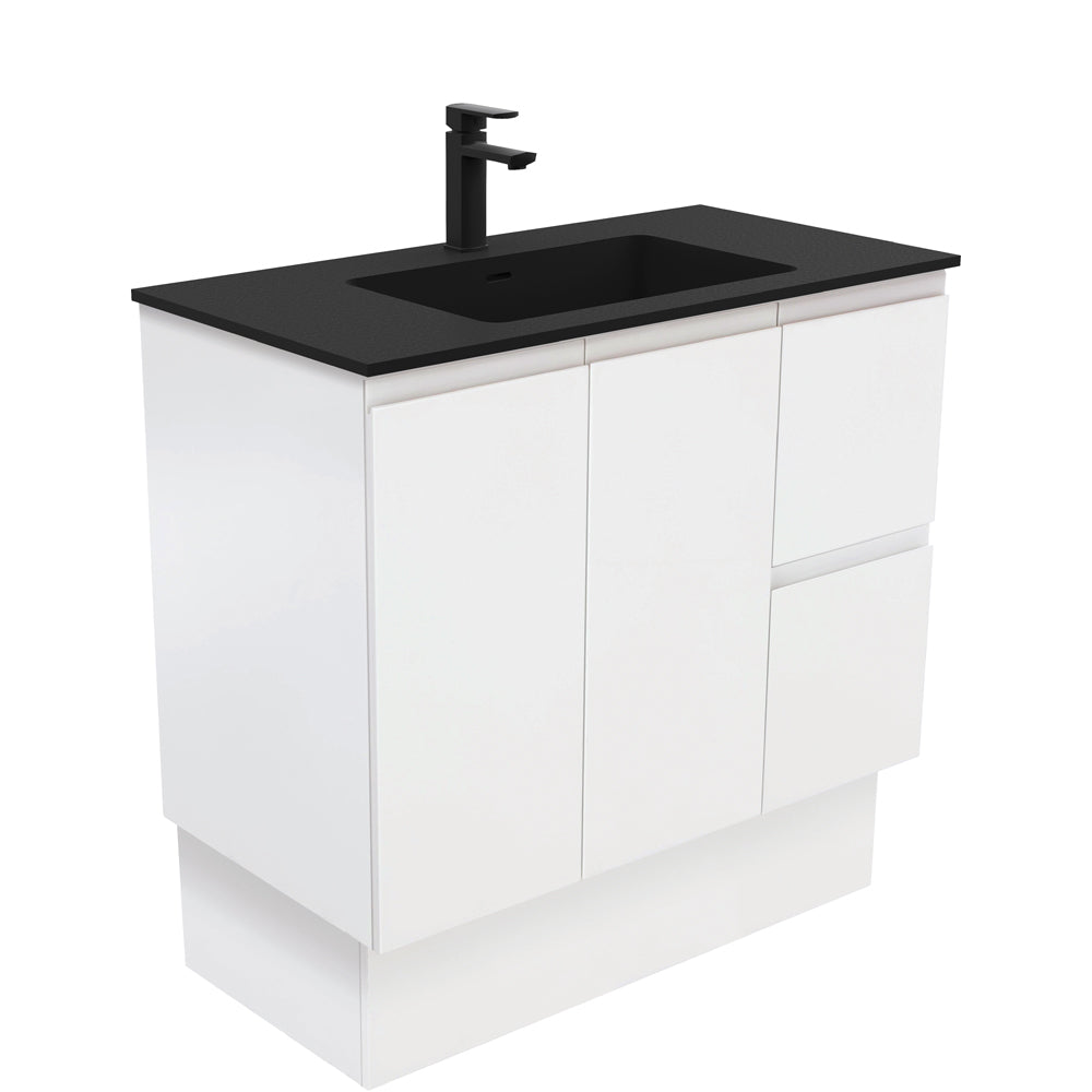 Montana Fingerpull Satin White Vanity On Kickboard