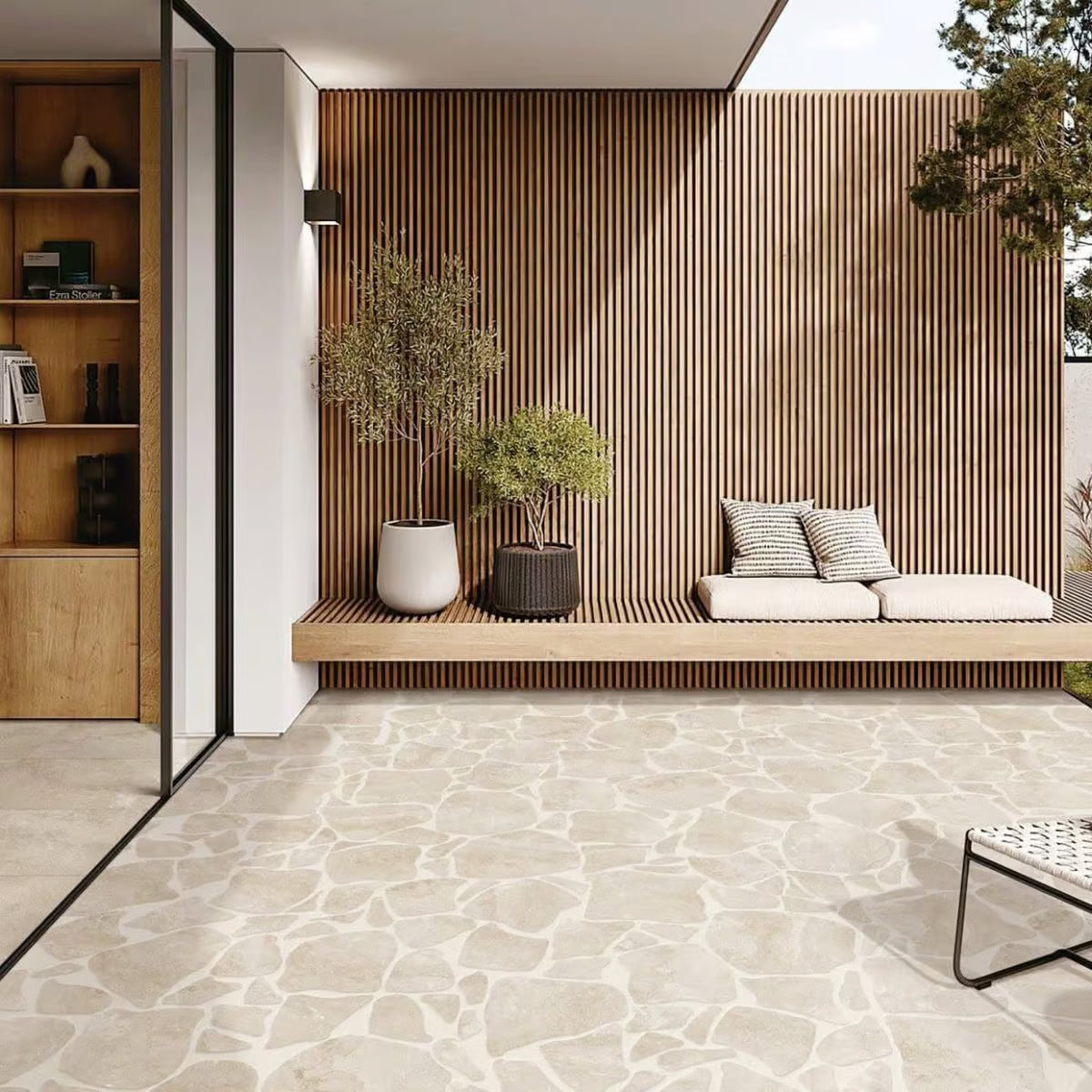 Norcia Travertine Porcelain Crazy Pave Tile - Neche Interiors