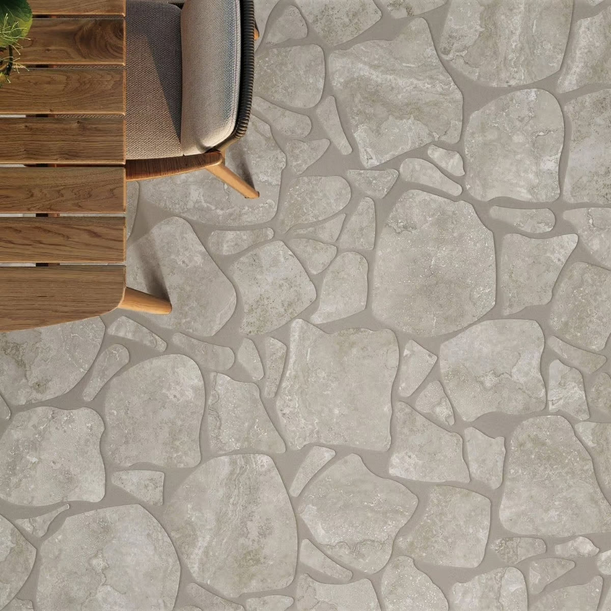 Norcia Travertine Porcelain Crazy Pave Tile - Neche Interiors