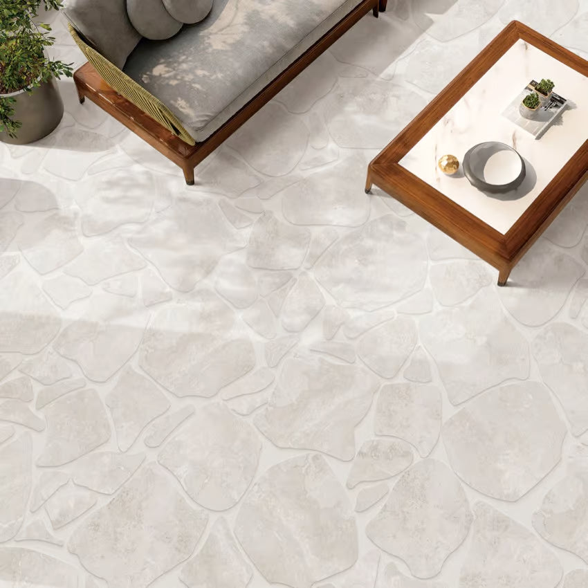 Norcia Travertine Porcelain Crazy Pave Tile - Neche Interiors