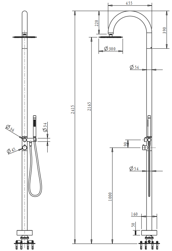 Mica Gooseneck Freestanding Outdoor Shower - Neche Interiors