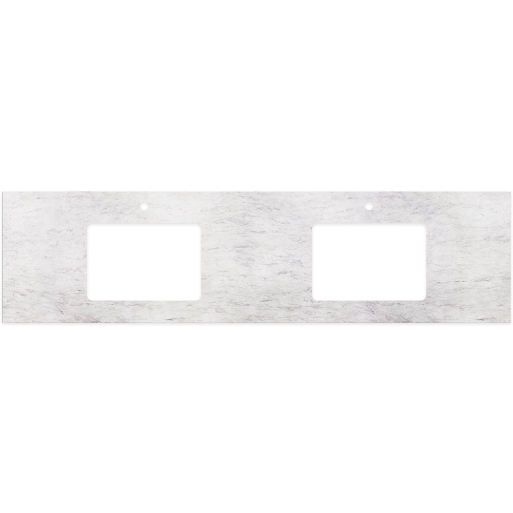 Polar Sacco Silica Free Stone Top Rectangular Full Depth with Double Undermount Basin Hole & Tap Holes - Neche Interiors