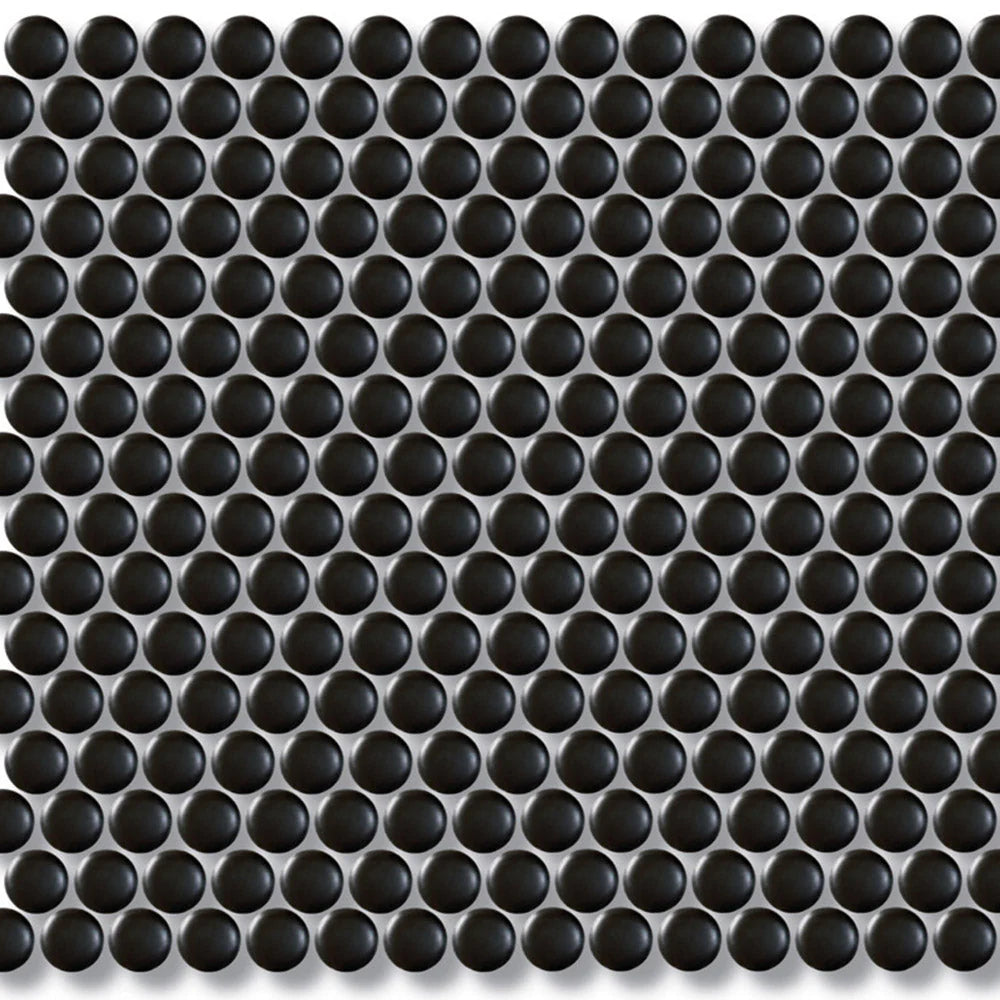 Matte Black Penny Round Mosaic