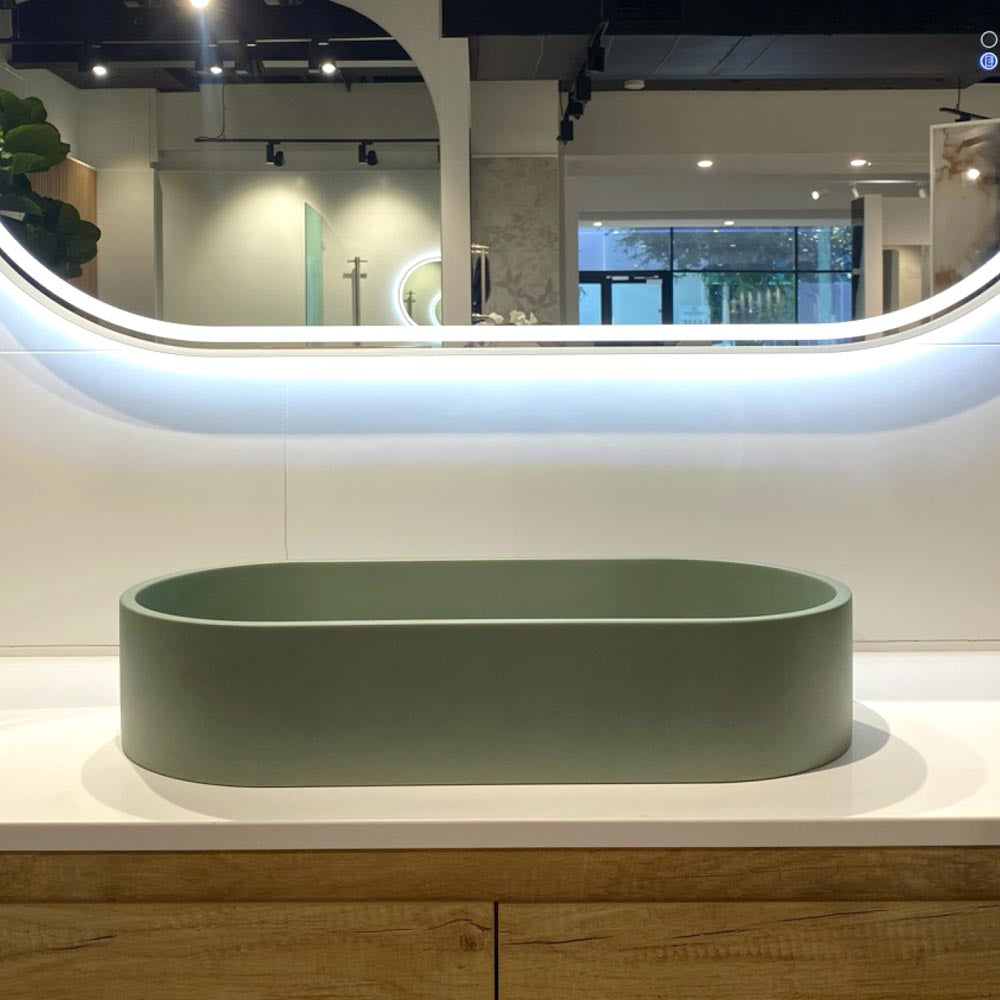 Jada Pill Concrete Above Counter Basin, Sage