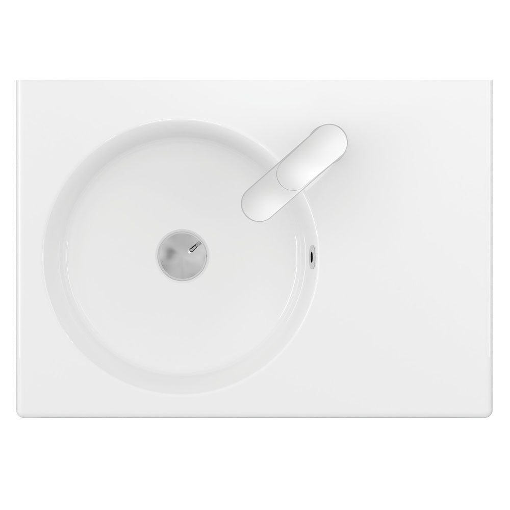 Reba Left Bowl Wall Basin, 1 Tap Hole