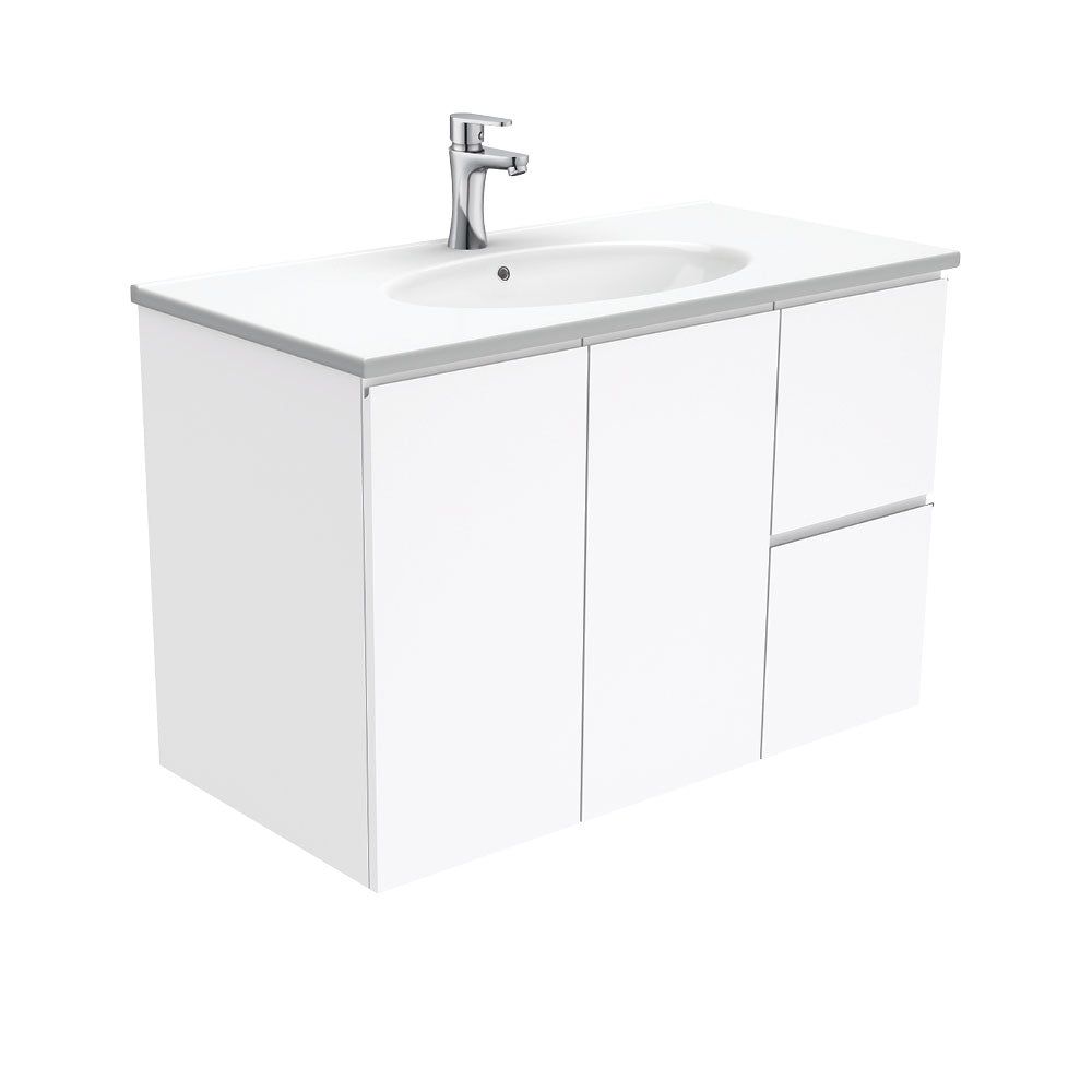 Rotondo Fingerpull Gloss White Wall-Hung Vanity