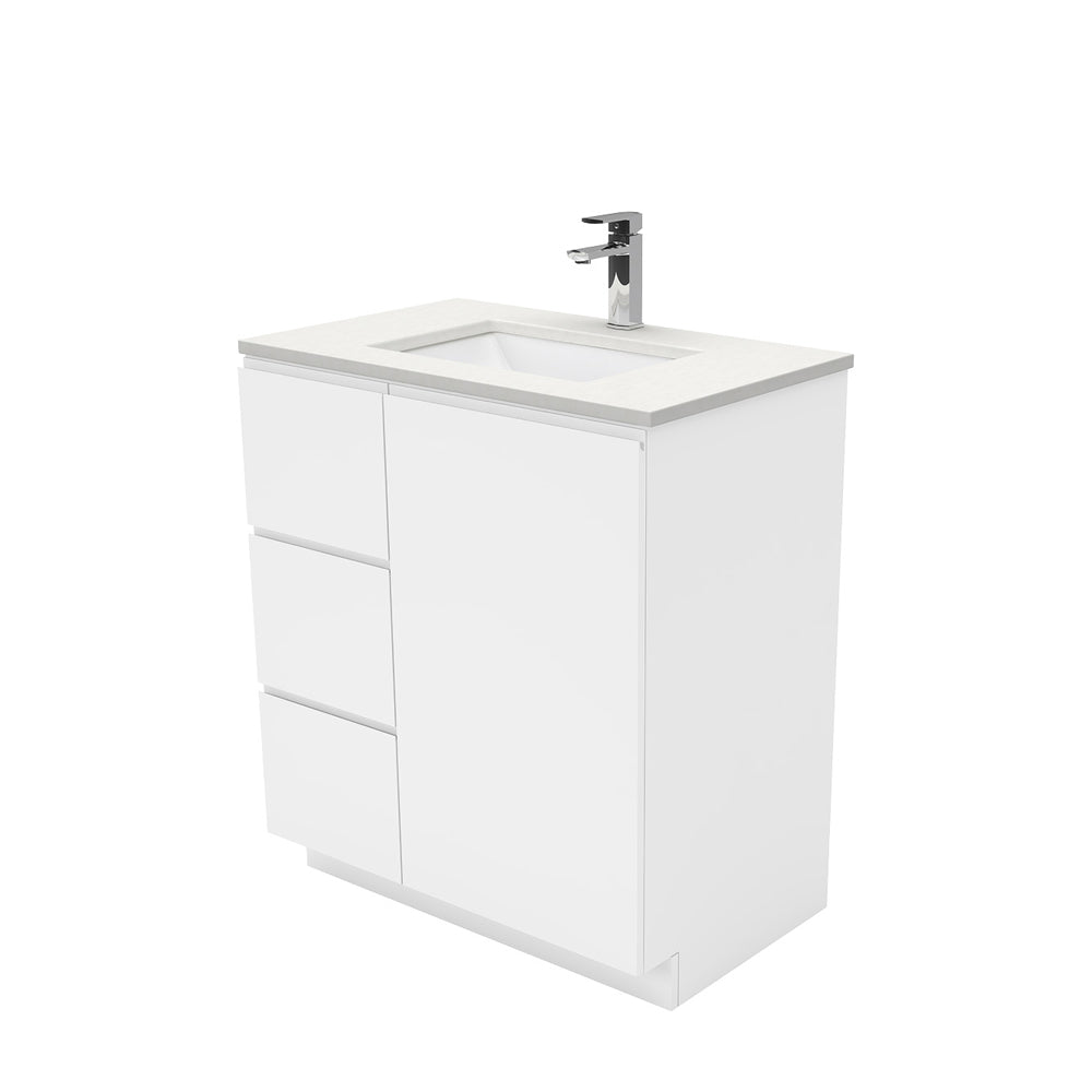 Sarah Crystal Pure Undermount Fingerpull Gloss White Vanity on Kick