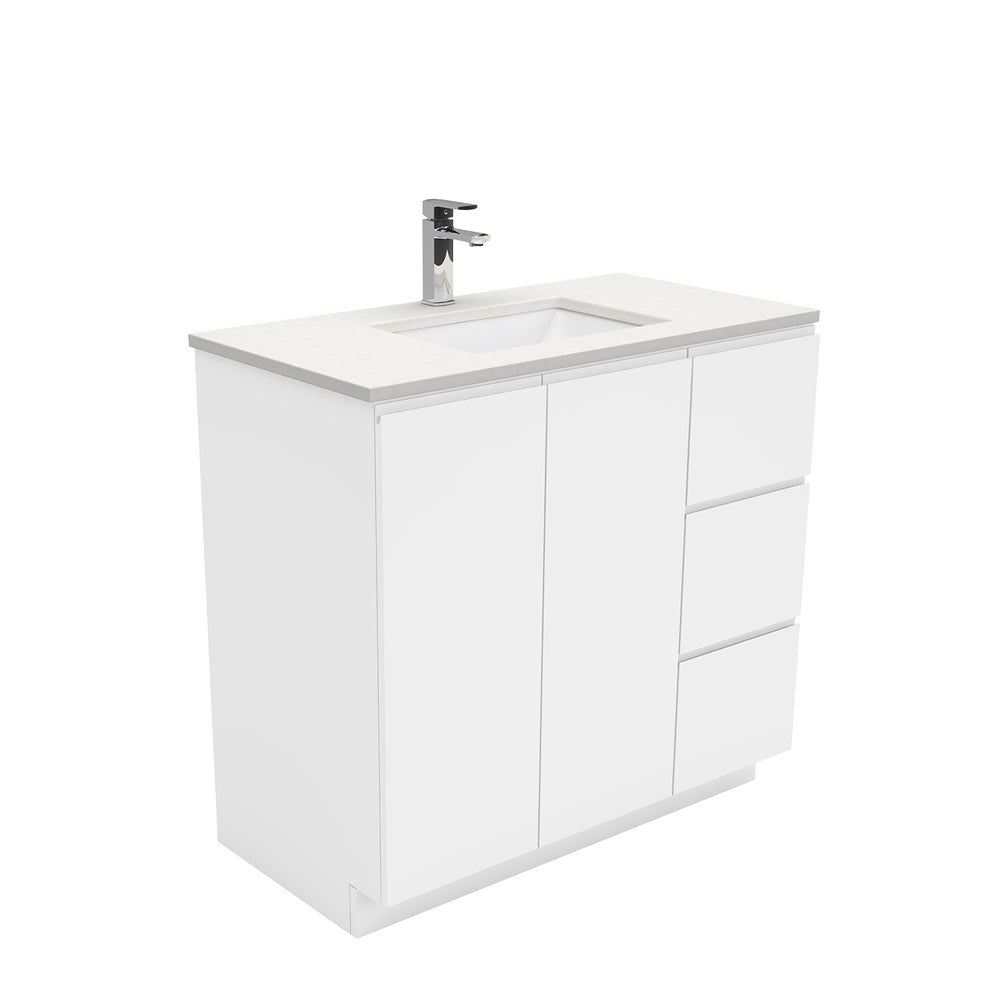 Sarah Crystal Pure Undermount Fingerpull Gloss White Vanity on Kick