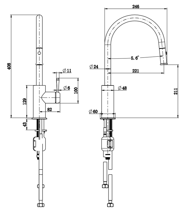 Mica Heritage Pull-Out Sink Mixer - Neche Interiors