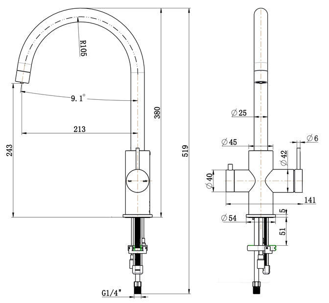 Mica 3-Way Filter Sink Mixer - Neche Interiors